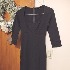 Victoria's Secret Fitted Square Neck Black Midi Dress Size 0